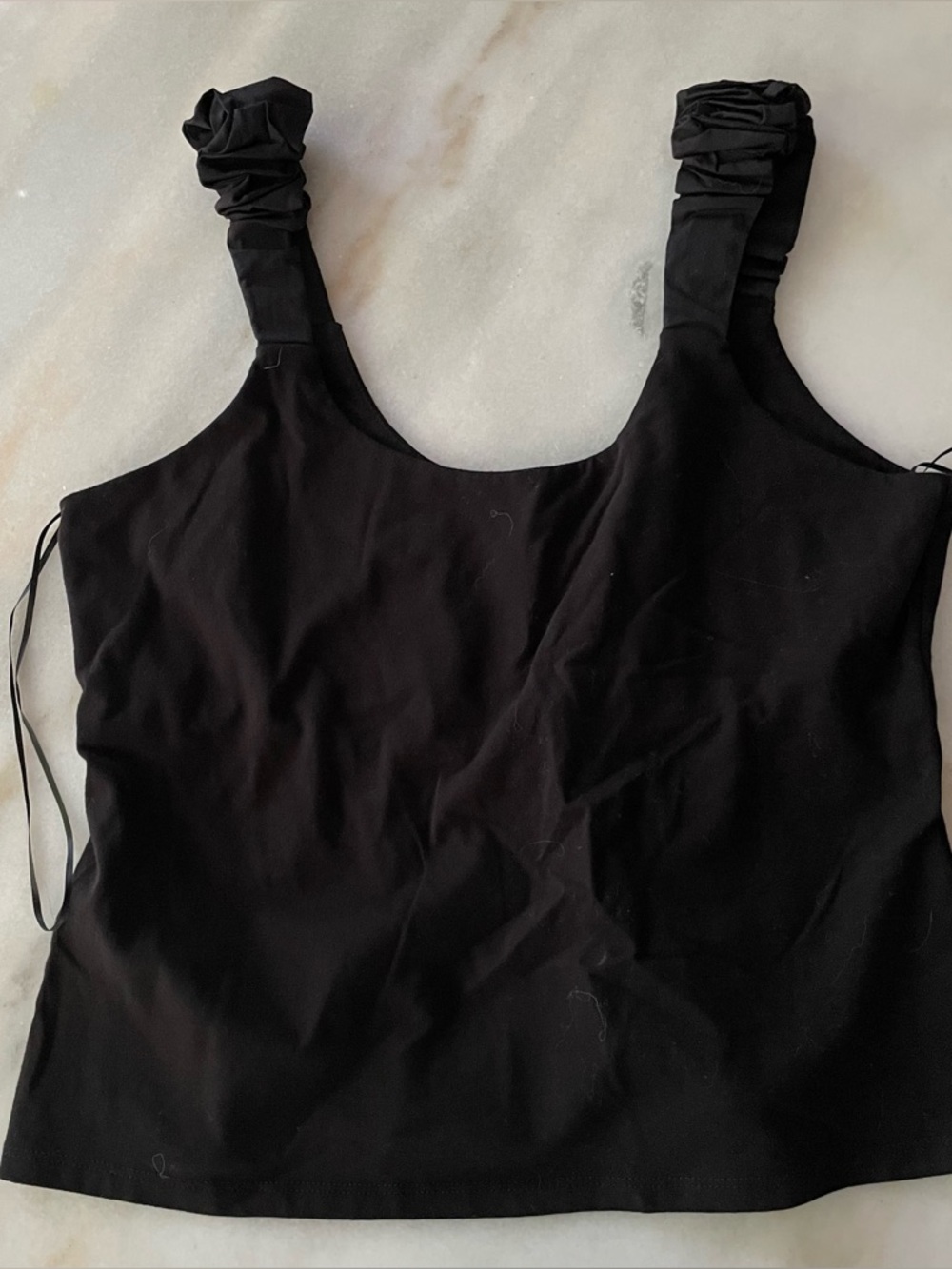 NWT Muse Black Ruched Strap Women's Tank Top size M